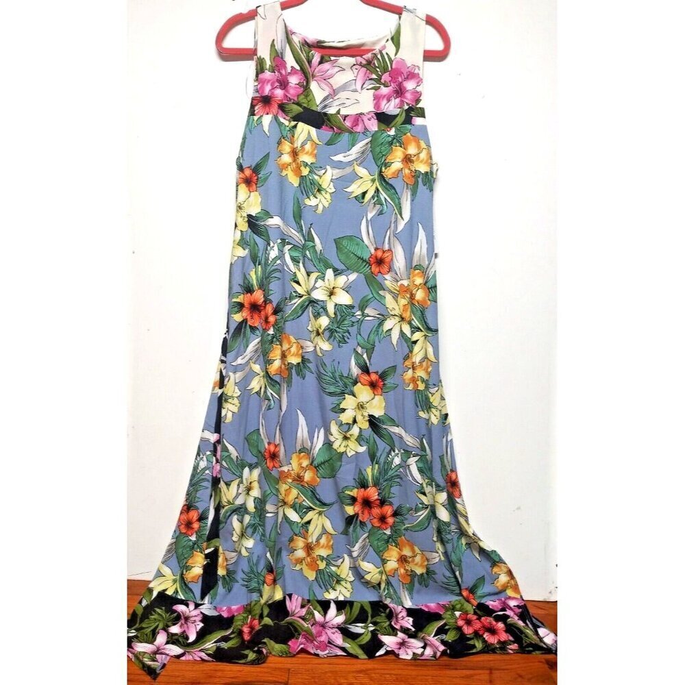 NWT VTG Dress Maxi Signature by Robbie Bee Sz 14 sleeveless tropical boho floral
